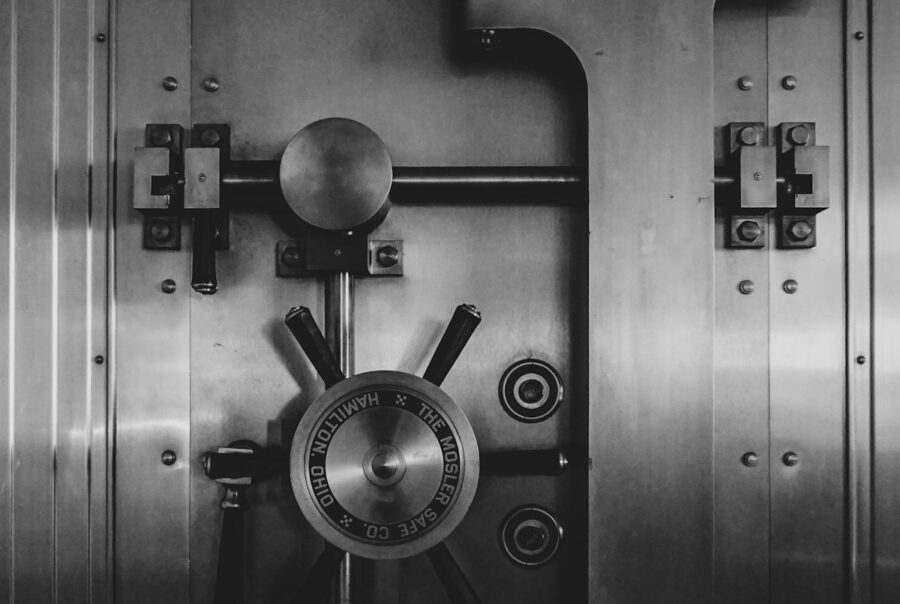 black and silver door knob